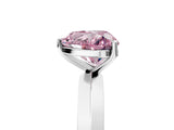 White gold Fancy Pink Heart  Cut Solitaire Engagement Ring with Flat Band and Four-Prong Setting