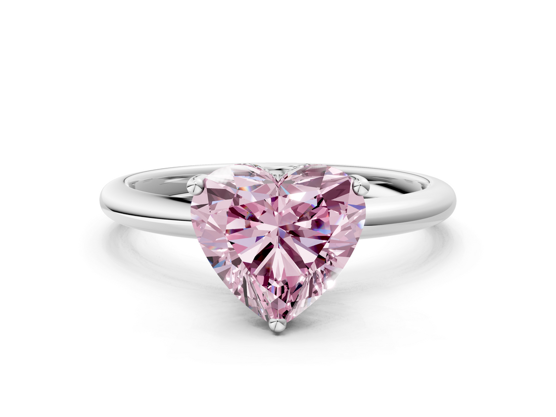 White gold Fancy Pink Heart  Cut Solitaire Engagement Ring with Four-Prong Setting and Classic Band_20