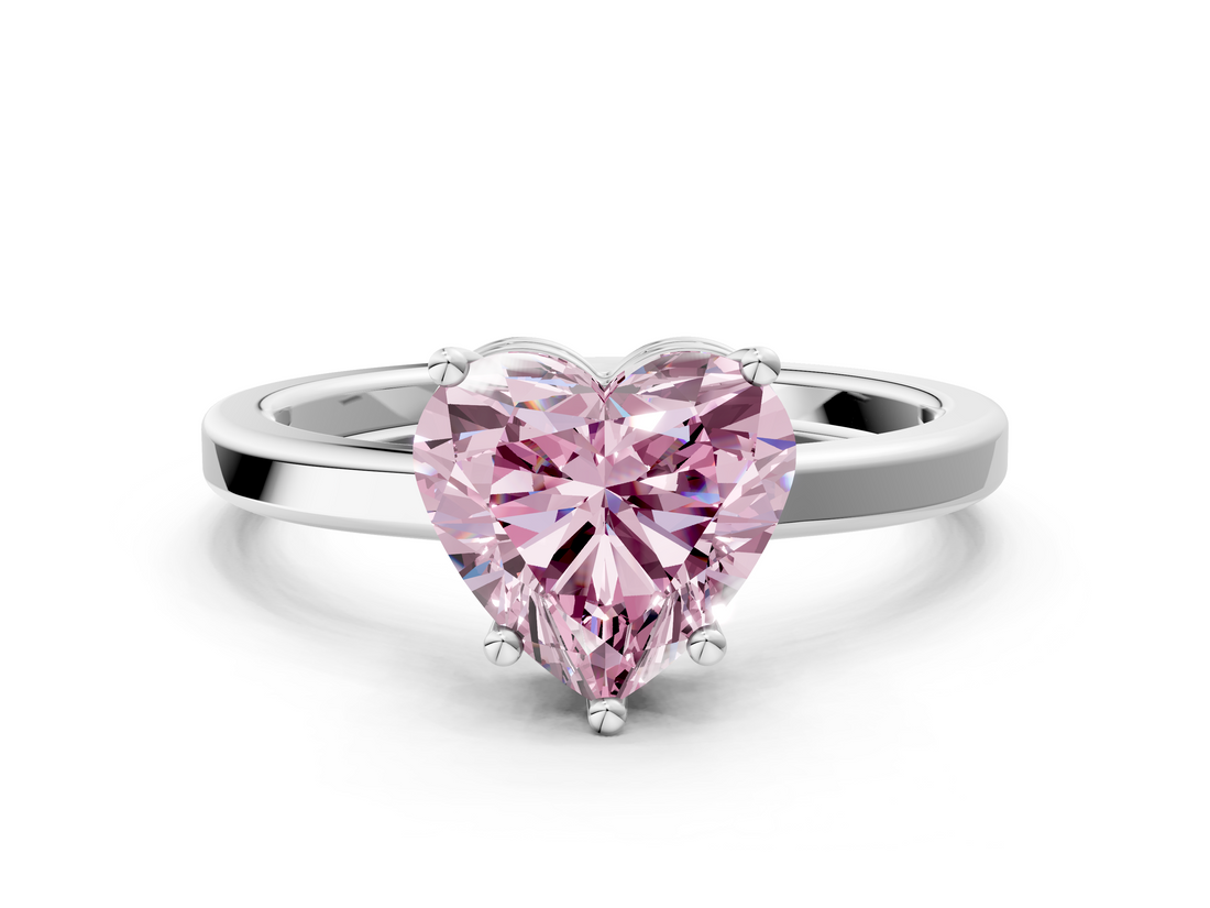 White gold Fancy Pink Heart  Cut Solitaire Engagement Ring with Four-Prong Setting on a Classic Band_19