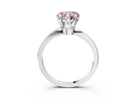 White gold Fancy Pink Heart Cut Solitaire Engagement Ring with Six-Prong Setting and Tapered Band_3