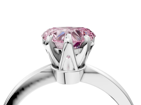White gold Fancy Pink Heart Cut Solitaire Engagement Ring with Six-Prong Setting and Tapered Band_4