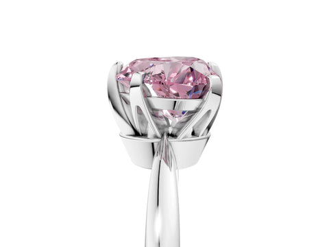 White gold Fancy Pink Heart Cut Solitaire Engagement Ring with Six-Prong Setting and Tapered Band_5