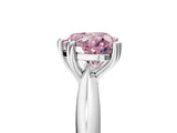 White gold Fancy Pink Heart  Cut Solitaire Engagement Ring with Tapered Band and Four-Prong Setting