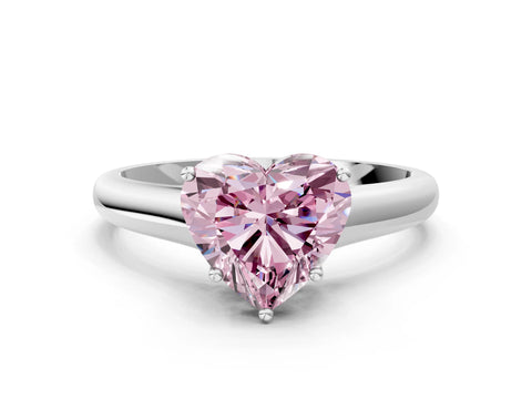 White gold Fancy Pink Heart Cut Solitaire Engagement Ring with Tapered Band and Four-Prong Setting_15