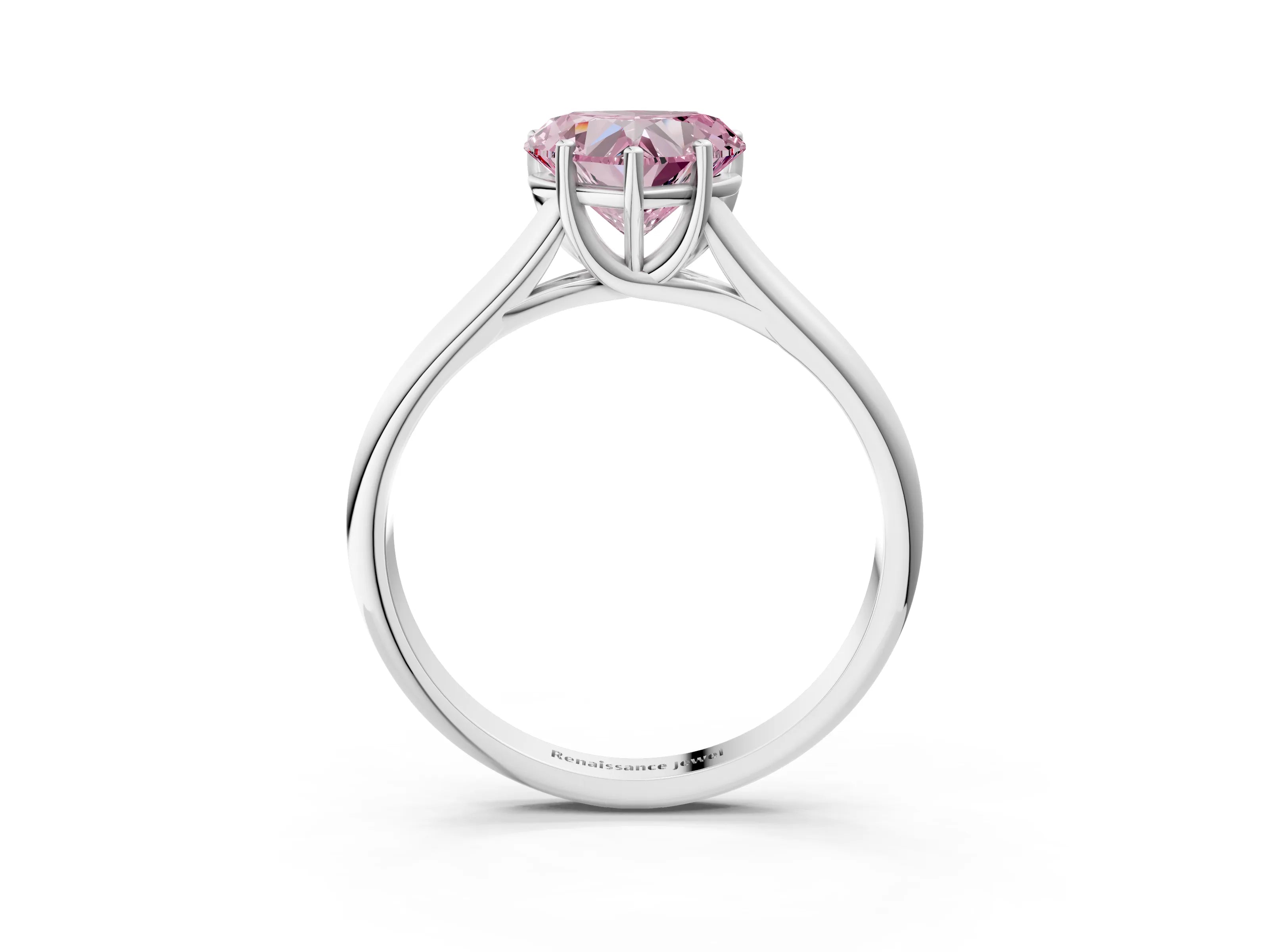 White gold Fancy Pink Heart Cut Solitaire Engagement Ring with Tapered Band and Four-Prong Setting_18