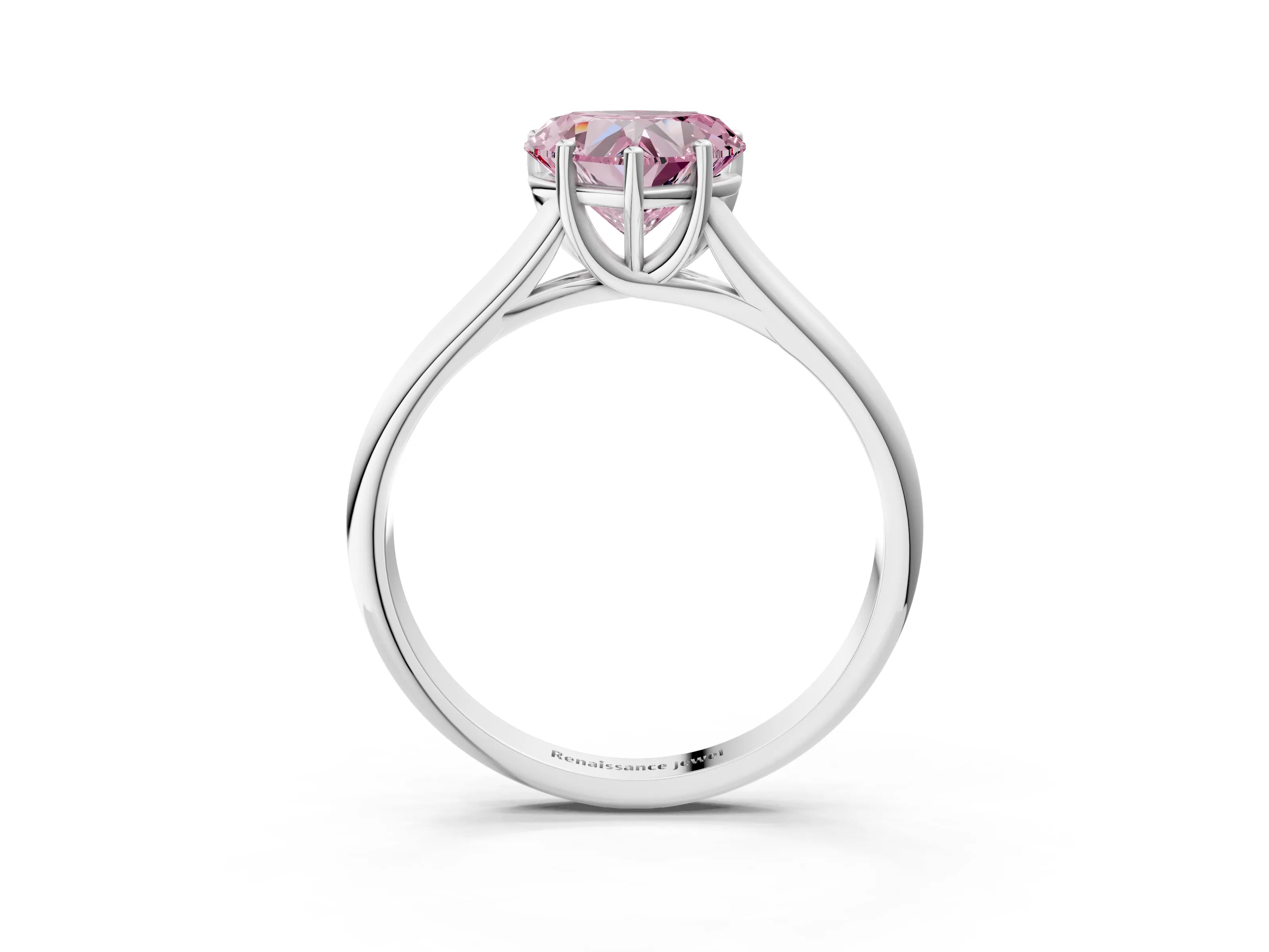 White gold Fancy Pink Heart Cut Solitaire Engagement Ring with Tapered Band and Four-Prong Setting_6