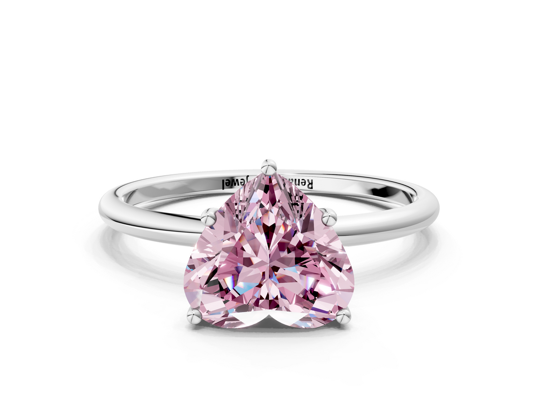 White gold Fancy Pink Heart  Cut Solitaire Engagement Ring with Thin Band and Four-Prong Setting_3