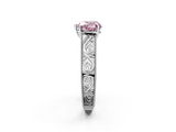 White gold Fancy Pink Heart  Cut Solitaire Engraved Band with Four-Prong Setting_64