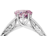 White gold Fancy Pink Heart  Cut Solitaire Engraved Band with Four-Prong Setting_66