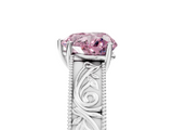 White gold Fancy Pink Heart  Cut Solitaire Engraved Band with Four-Prong Setting_67