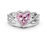 White gold Fancy Pink Heart Cut Solitaire Intertwined Band Prong Setting Ring
