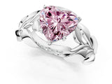 White gold Fancy Pink Heart Cut Solitaire Leaf-Inspired Engagement Ring with Prong Setting_23