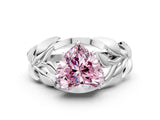 White gold Fancy Pink Heart Cut Solitaire Leaf-Inspired Engagement Ring with Prong Setting_24