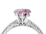 White gold Fancy Pink Heart Cut Solitaire Milgrain Engraved Band with Four-Prong Setting_16