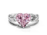 White gold Fancy Pink Heart Cut Solitaire Milgrain Leaf Band with Prong Setting_12
