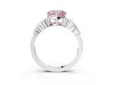 White gold Fancy Pink Heart Cut Solitaire Milgrain Leaf Band with Prong Setting_15
