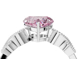 White gold Fancy Pink Heart Cut Solitaire Milgrain Leaf Band with Prong Setting_16