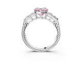 White gold Fancy Pink Heart Cut Solitaire Princess Side Stone Engraved Band Prong Setting Ring_15