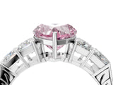 White gold Fancy Pink Heart Cut Solitaire Princess Side Stone Engraved Band Prong Setting Ring_16
