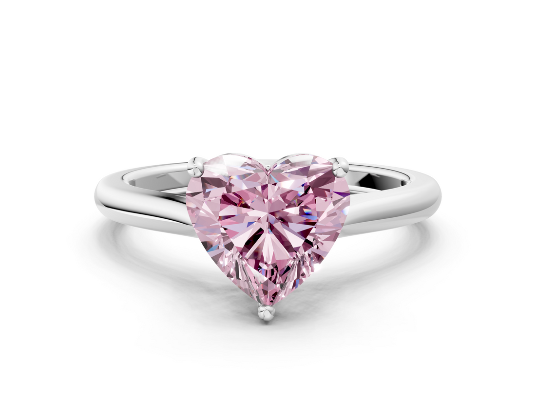 White gold Fancy Pink Heart  Cut Solitaire Ring with Cathedral Band and Four-Prong Setting_62