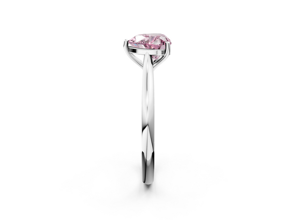 White gold Fancy Pink Heart  Cut Solitaire Ring with Cathedral Band and Four-Prong Setting