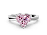 White gold Fancy Pink Heart  Cut Solitaire Ring with Four-Prong Setting and Classic Band_59