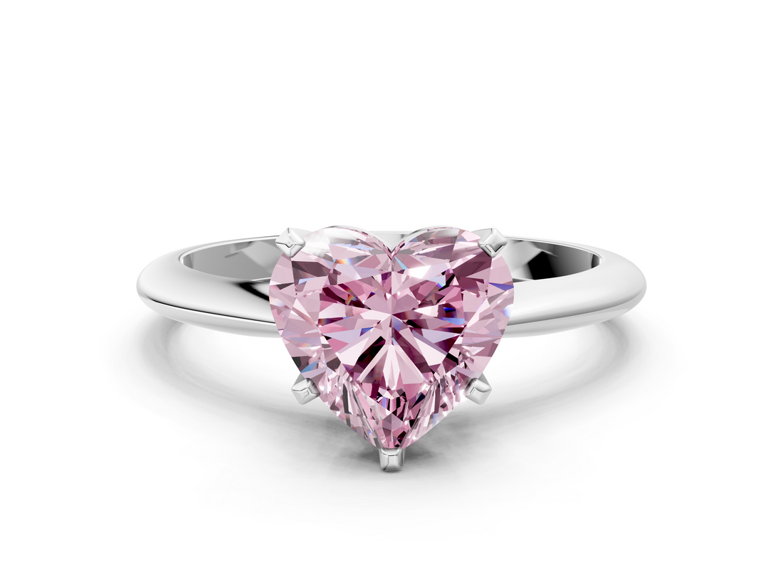 White gold Fancy Pink Heart  Cut Solitaire Ring with Four-Prong Setting on a Classic Band_59