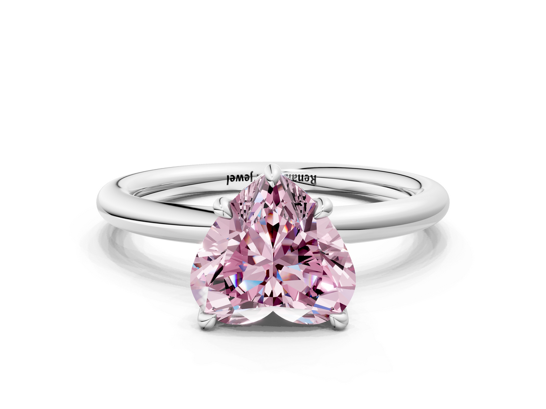 White gold Fancy Pink Heart  Cut Solitaire Ring with Thin Band and Four-Prong Setting_16