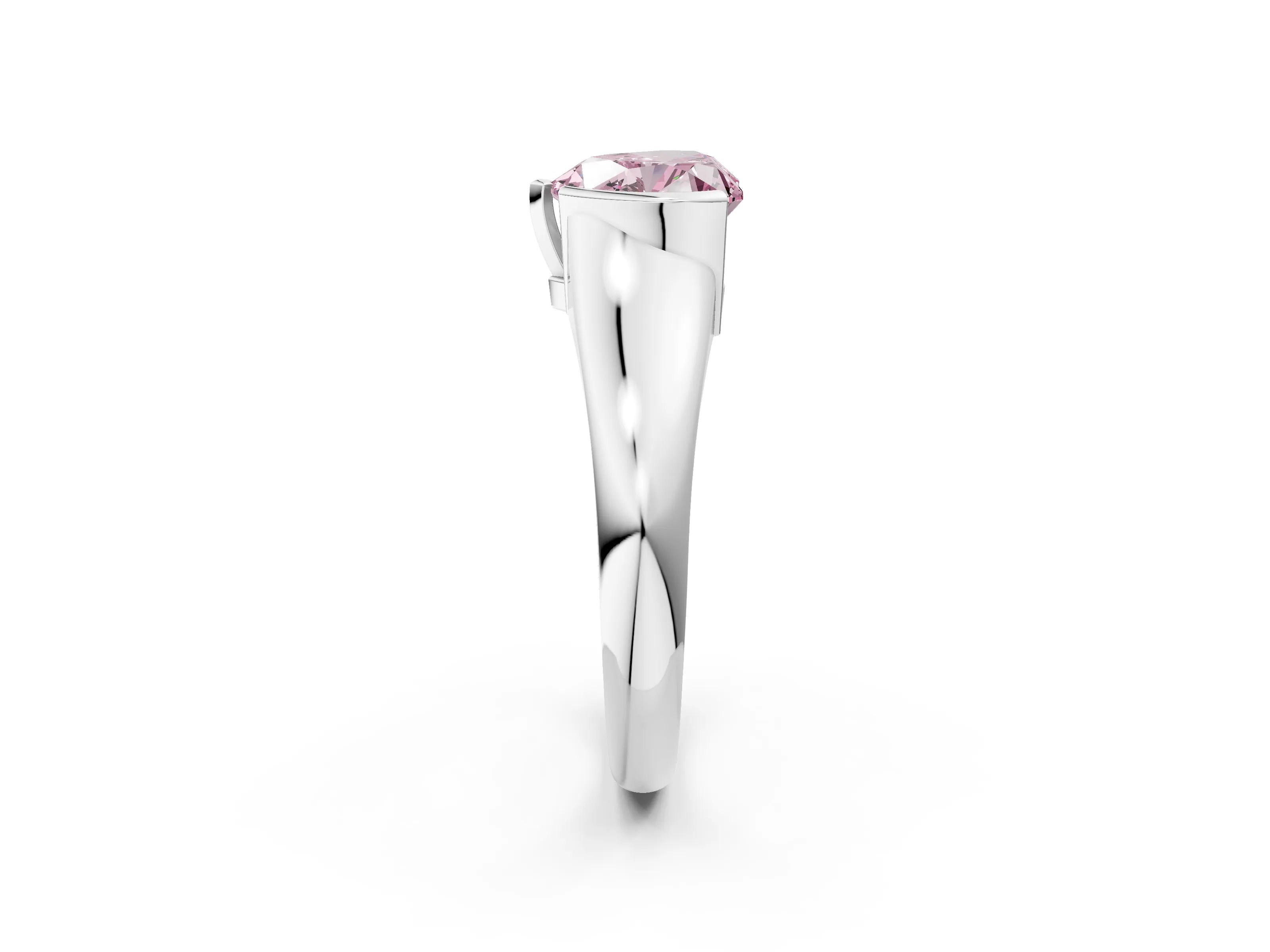 White gold Fancy Pink Heart Cut Solitaire Tension Set Diamond Ring with Split Shank Band_38