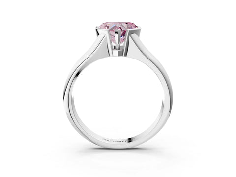 White gold Fancy Pink Heart Cut Solitaire Tension Set Diamond Ring with Split Shank Band_3