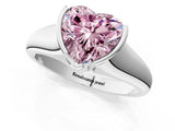 White gold Fancy Pink Heart Cut Solitaire Tension Set Diamond Ring with Split Shank Band_49