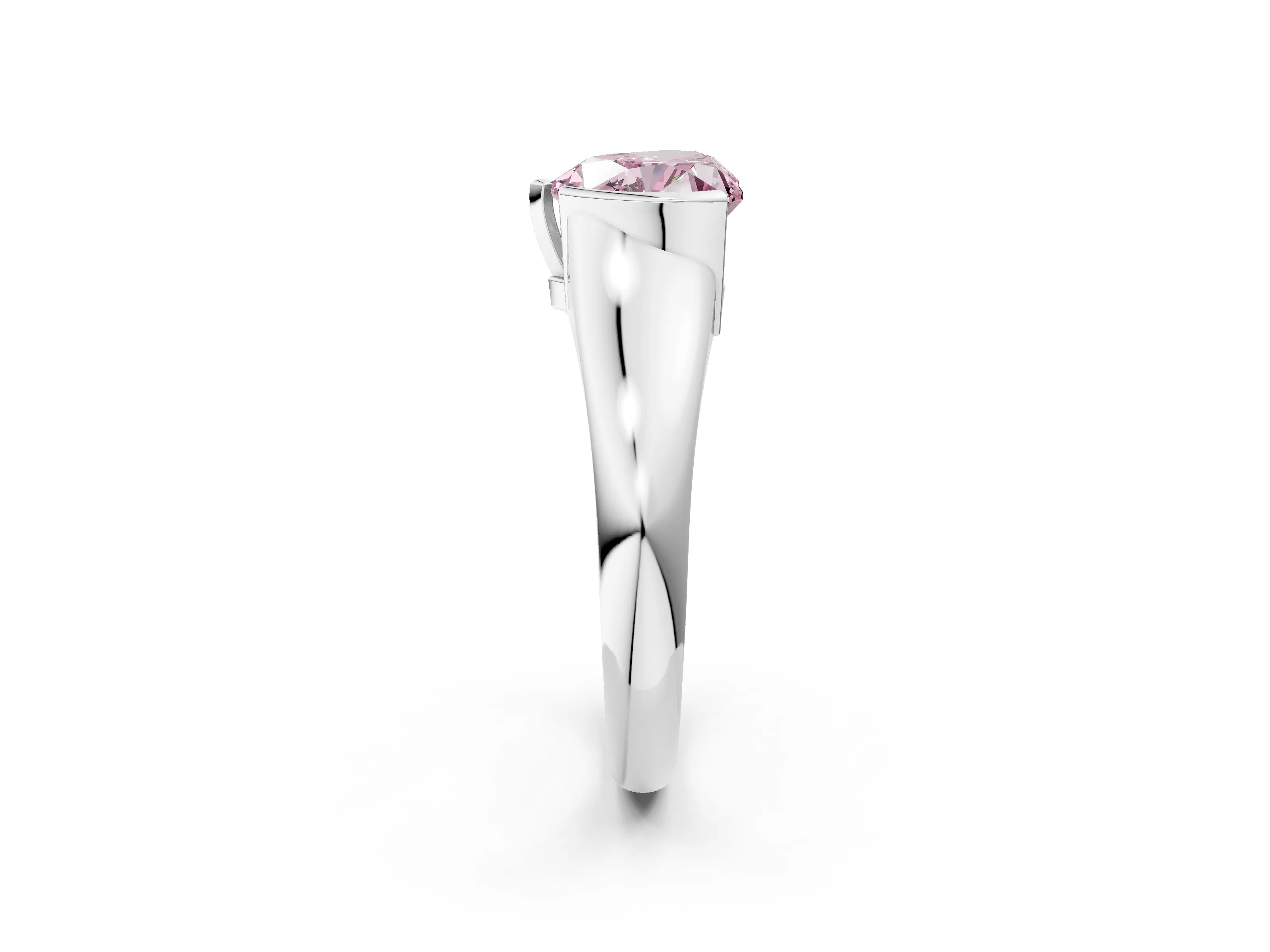 White gold Fancy Pink Heart Cut Solitaire Tension Set Diamond Ring with Split Shank Band_50