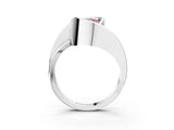 White gold Fancy Pink Heart Cut Solitaire Tension-Set Diamond Split Shank Ring_9