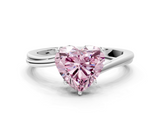 White gold Fancy Pink Heart  Cut Solitaire Twist Band Ring with Four-Prong Setting_37