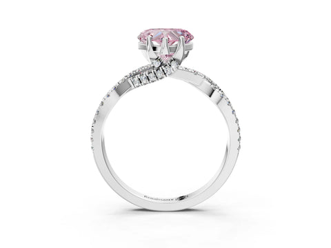 White gold Fancy Pink Heart Cut Solitaire Twist Pave Diamond Engagement Ring with Prong Setting_15