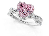 White gold Fancy Pink Heart Cut Solitaire Twist Pave Diamond Engagement Ring with Prong Setting_1