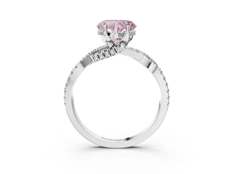 White gold Fancy Pink Heart Cut Solitaire Twist Pave Diamond Engagement Ring with Prong Setting_3