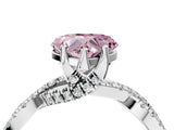 White gold Fancy Pink Heart Cut Solitaire Twist Pave Diamond Engagement Ring with Prong Setting_4