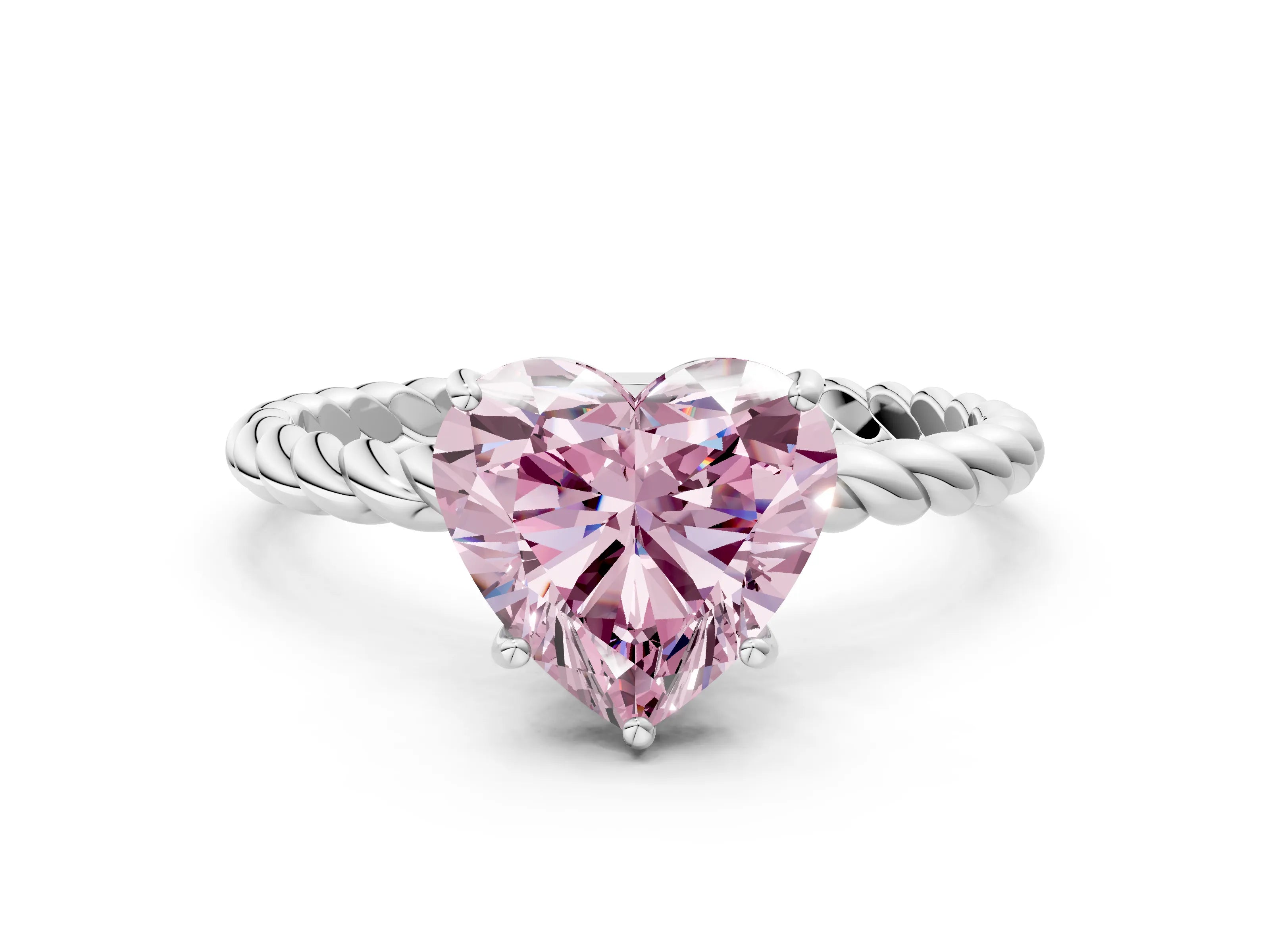 White gold Fancy Pink Heart Cut Solitaire Twisted Band 4-Prong Ring_24
