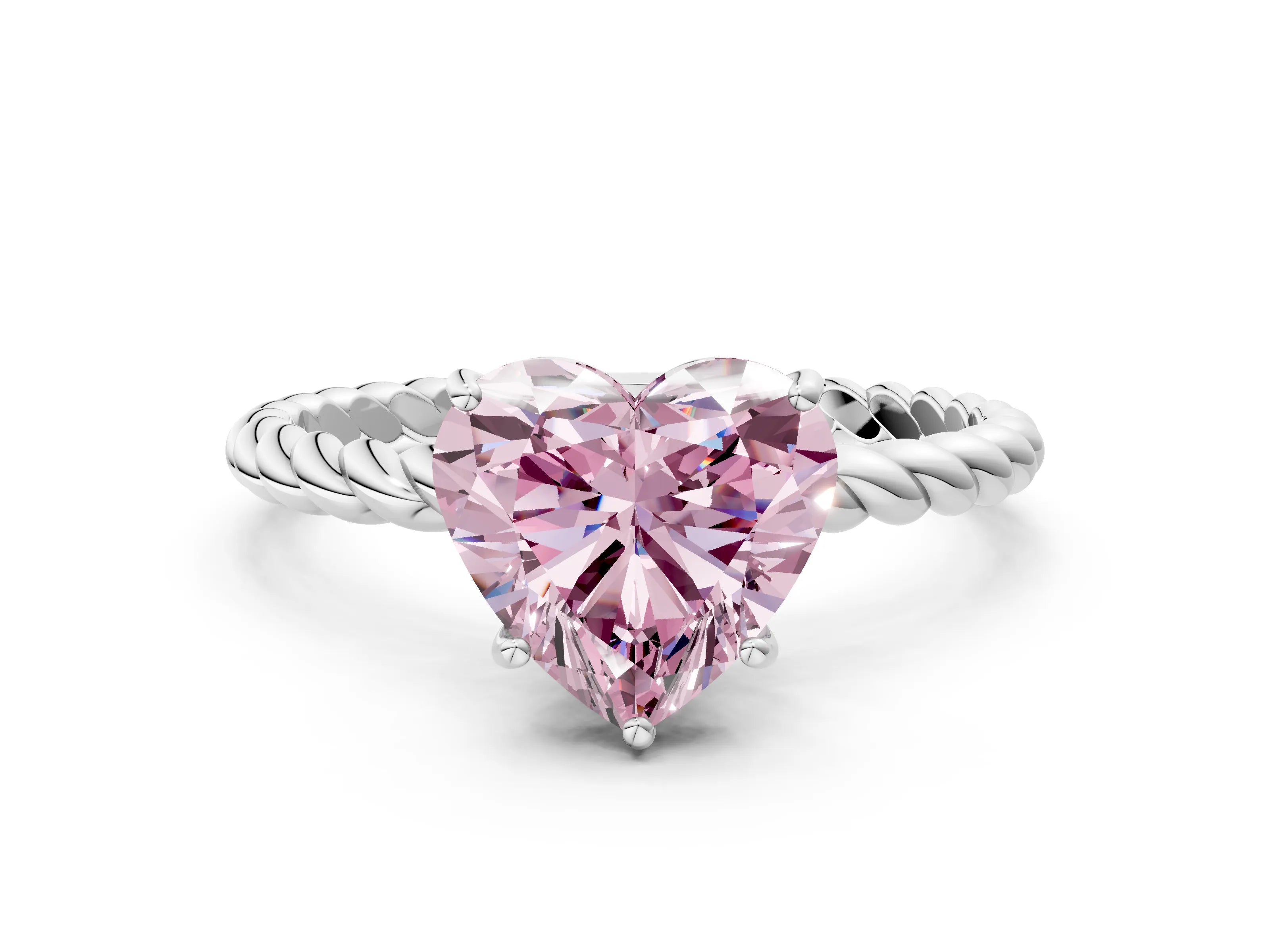White gold Fancy Pink Heart Cut Solitaire Twisted Band 4-Prong Ring_30