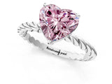 White gold Fancy Pink Heart  Cut Solitaire Twisted Band with Four-Prong Setting_113