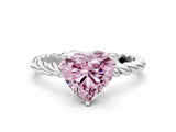 White gold Fancy Pink Heart  Cut Solitaire Twisted Band with Four-Prong Setting_113