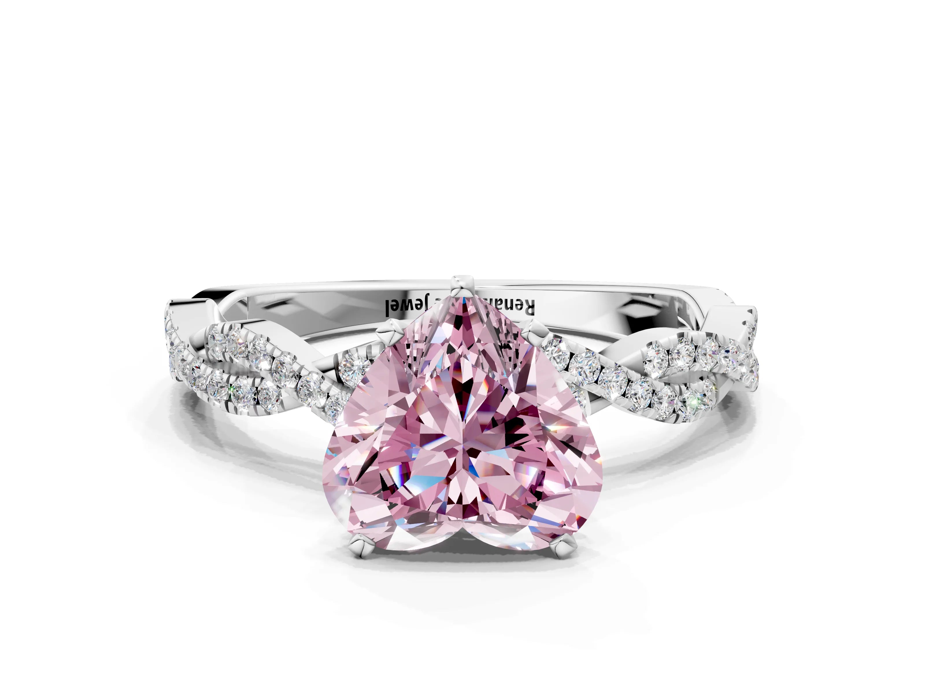 White gold Fancy Pink Heart Cut Solitaire Twisted Pave Band with Four-Prong Setting_15