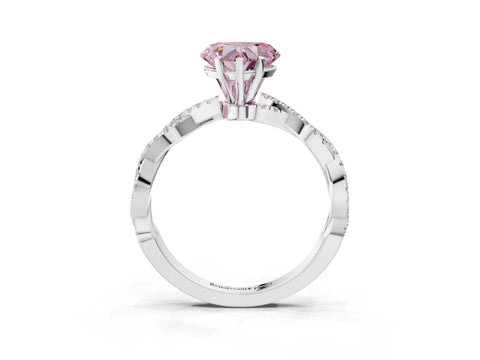 White gold Fancy Pink Heart Cut Solitaire Twisted Pave Band with Four-Prong Setting_18