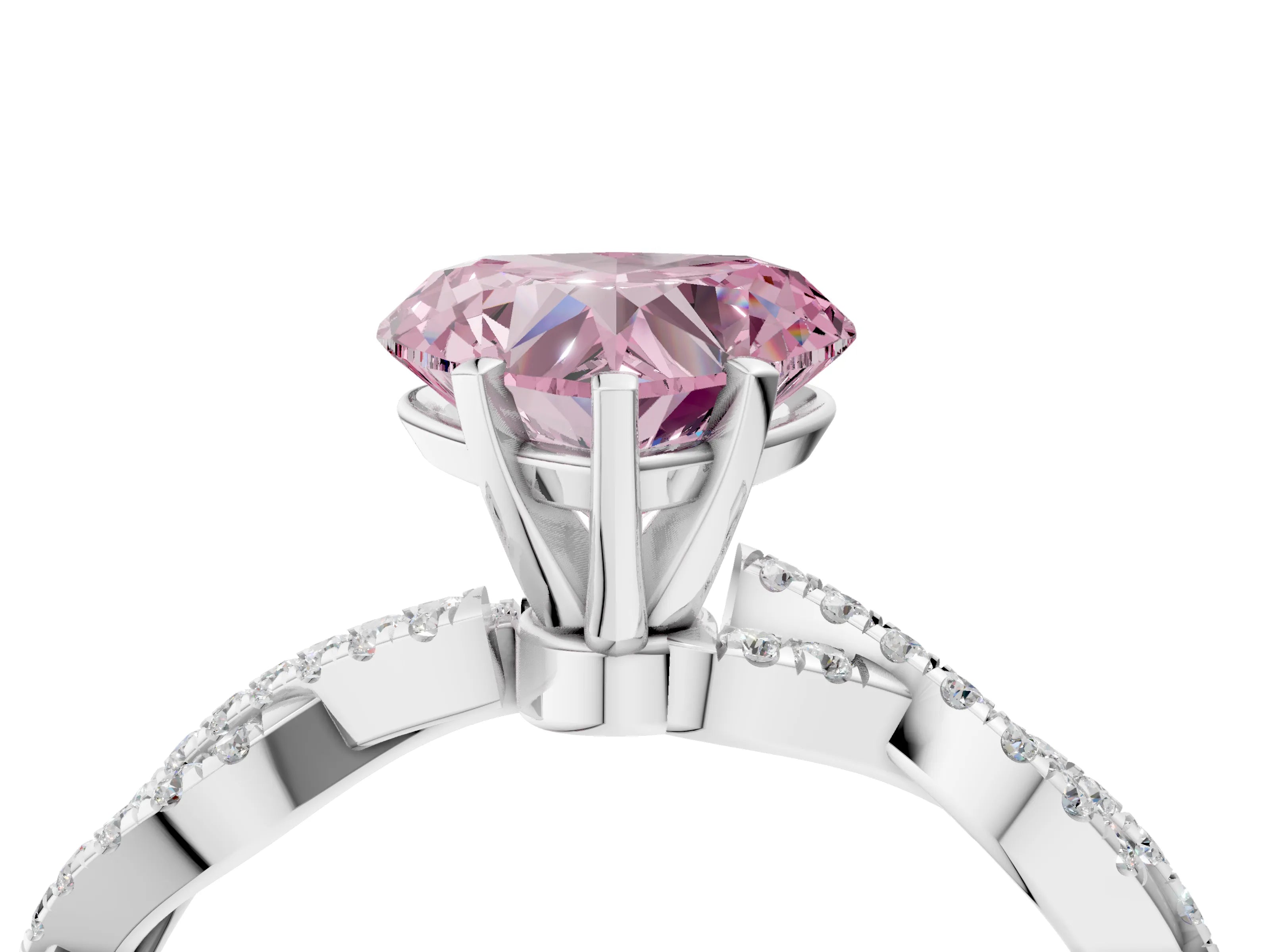 White gold Fancy Pink Heart Cut Solitaire Twisted Pave Band with Four-Prong Setting_19