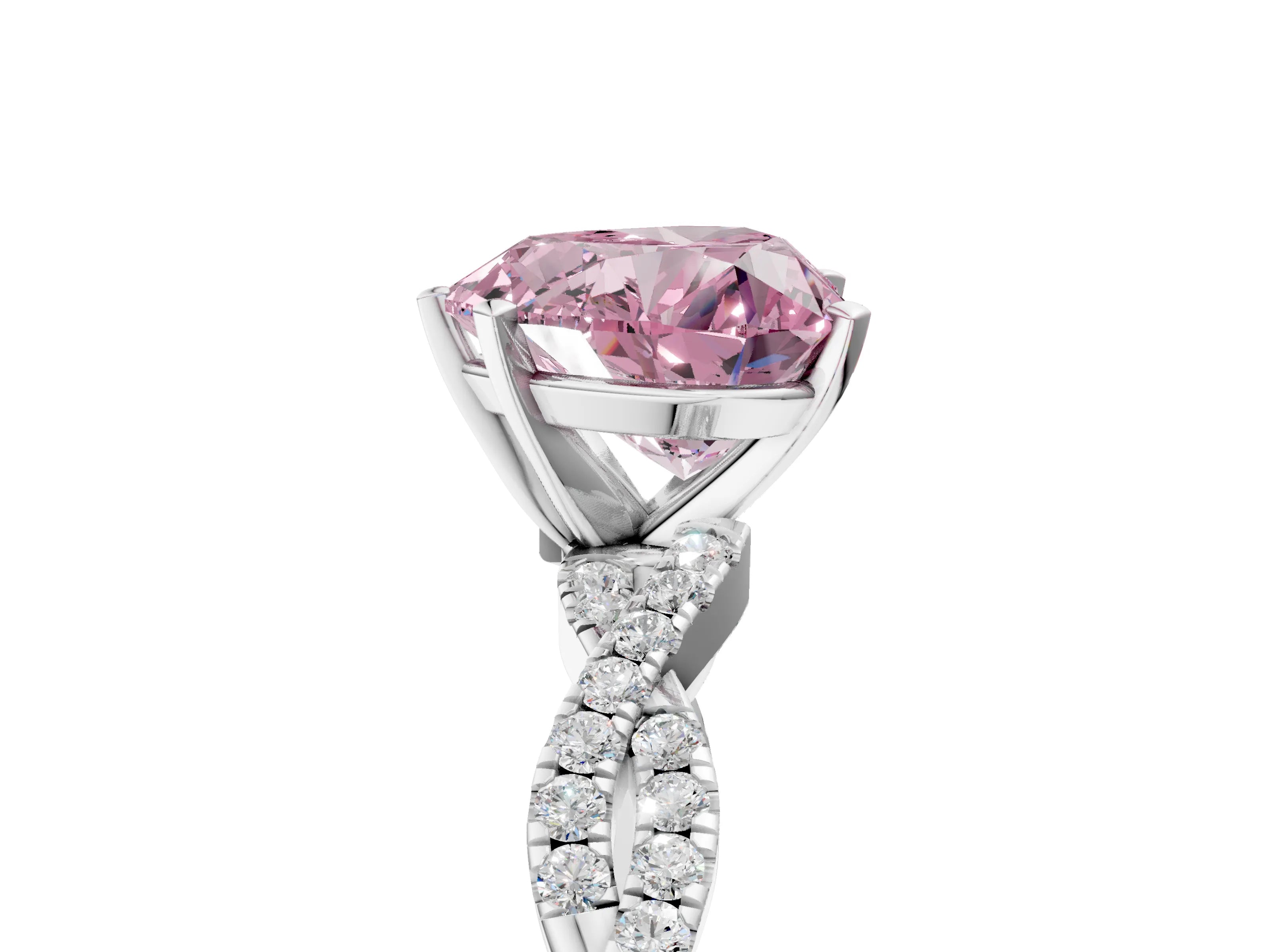 White gold Fancy Pink Heart Cut Solitaire Twisted Pave Band with Four-Prong Setting_20