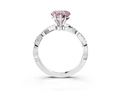 White gold Fancy Pink Heart Cut Solitaire Twisted Pave Band with Four-Prong Setting_6
