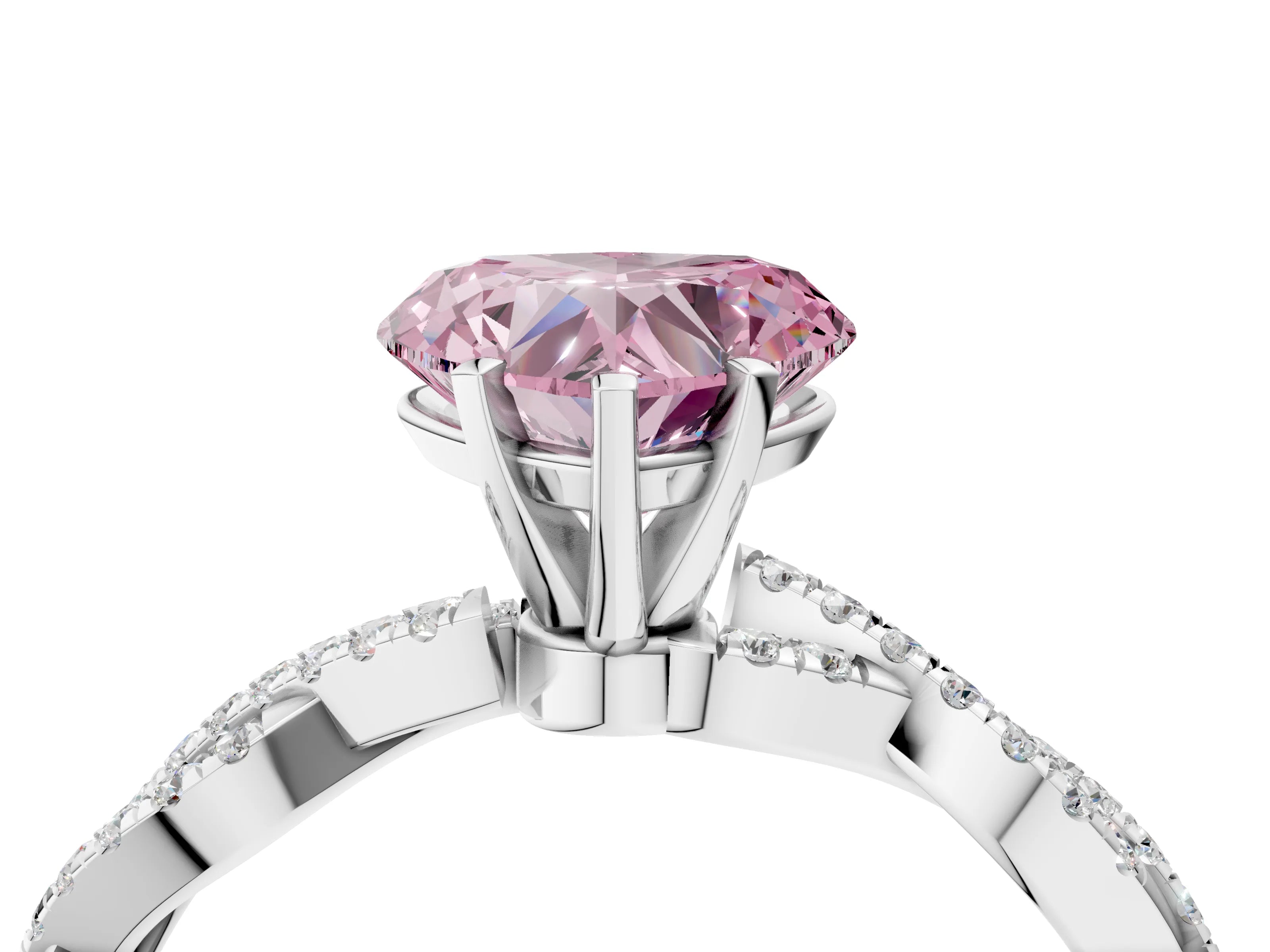 White gold Fancy Pink Heart Cut Solitaire Twisted Pave Band with Four-Prong Setting_7
