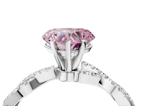White gold Fancy Pink Heart Cut Solitaire Twisted Pave Band with Four-Prong Setting_7