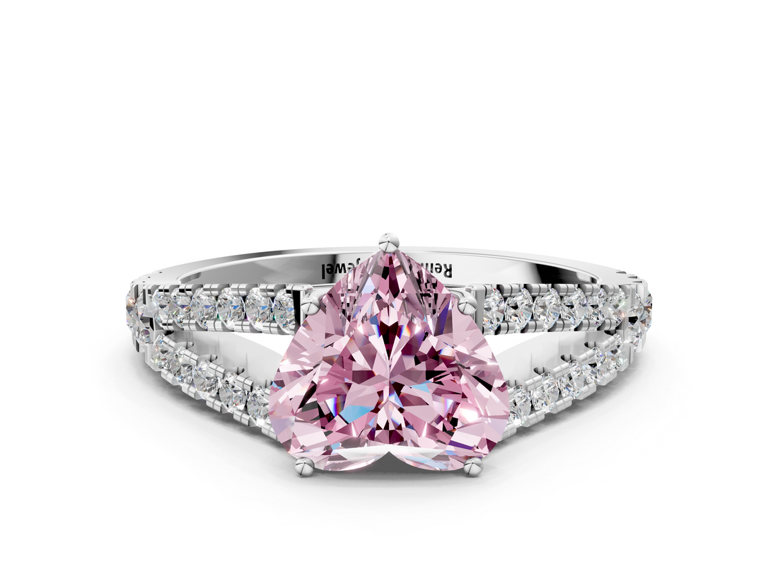 White gold Fancy Pink Heart  Cut Split Shank Pave Diamond Engagement Ring with Four-Prong Setting_24